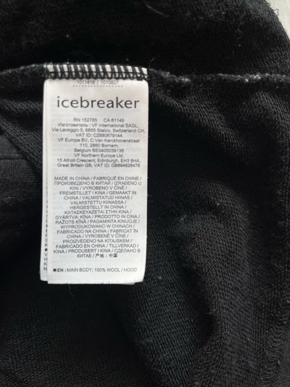 ICEBREAKER WOOL HOODED JACKET FRONT ZIP DARK BLACK WOMENS LARGE - Picture 7 of 14